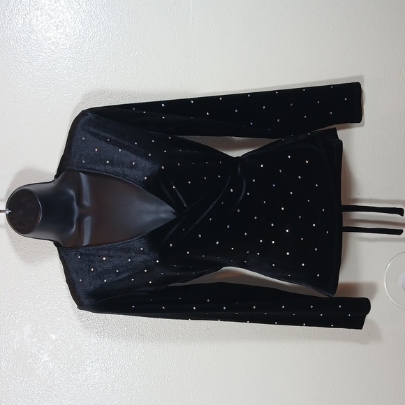 & Other Stories Rhinestone Velvet Wrap Top size 0 - Picture 6 of 15